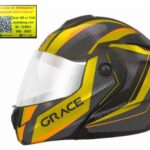 JMD GRACE HOHEE FLIP-UP (AIR INLETS -EXHAUSTS VENT) Helmet For Men/Women With Emergency ID Tag. Motorbike Helmet  (BLACK-YELLOW)